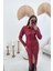 Mottisfashion Kırmızı Boydan Düğmeli Deri Elbise 4