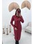 Mottisfashion Kırmızı Boydan Düğmeli Deri Elbise 5