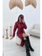 Mottisfashion Kırmızı Boydan Düğmeli Deri Elbise 6
