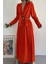 Mottisfashion Oranj Fitilli Gömlek ve Uzun Etek Takım 1