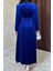 Mottisfashion Saks Göğüs Altı Taşlı Elbise 3