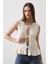 Mottisfashion Önü Bağlamalı Yelek - Ekru 3