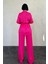 Mottisfashion Fuşya Jakarlı Biye Takım 3