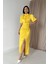 Mottisfashion Sarı Büzgülü Saten Elbise 4
