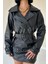Mottisfashion Siyah Kemerli Deri Ceket 4