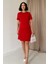 Mottisfashion Kırmızı Kısa Kol Atlas Mini Elbise 1