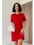 Mottisfashion Kırmızı Kısa Kol Atlas Mini Elbise 2