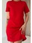 Mottisfashion Kırmızı Kısa Kol Atlas Mini Elbise 3