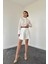 Mottisfashion Ekru Dantelli Gömlek ve Ponpolu Şort Takım 2