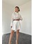 Mottisfashion Ekru Dantelli Gömlek ve Ponpolu Şort Takım 3