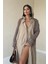 Mottisfashion Taba Kapüşonlu Uzun Trençkot 3