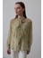 Mottisfashion Yakası Fularlı Şifon Gömlek - Fıstık Yeşili 3