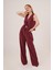 Mottisfashion Ön Bağlama Detaylı Yelek ve Pantolon Bordo Ikili Takım 5
