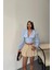 Mottisfashion Crop Poplin Gömlek Yaka Kenar Dantel Detaylı - Bebe Mavi 4