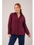 Mottisfashion Düğmeli ve Çizgi Detaylı Bordo Gömlek 5