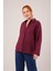 Mottisfashion Düğmeli ve Çizgi Detaylı Bordo Gömlek 6