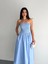 Mottisfashion Straplez Pileli Elbise - Açık Mavi 2