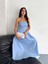 Mottisfashion Straplez Pileli Elbise - Açık Mavi 8