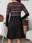Mottisfashion Kadın Uzun Kollu Bisiklet Yaka Etnik Desenli Kısa Şardonlu Dalgıç Elbise 2