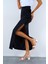 Mottisfashion Yandan Büzgülü Güllü Etek - Siyah 10