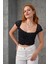 Mottisfashion Puantiyeli Belden Oturtmalı Tül Siyah Bluz 2