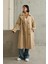 Mottisfashion Camel Uzun Kemerli Trençkot 1