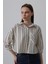 Mottisfashion Çizgili Kısa Gömlek - Bej-Lacivert 3