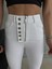 Mottisfashion Düğme ve Fermuarlı Kot Pantolon - Beyaz 6