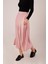Mottisfashion Çan Kesim Midi Pembe Saten Etek 2