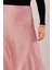 Mottisfashion Çan Kesim Midi Pembe Saten Etek 8