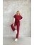 Mottisfashion Osy Modal Yumuşak Dokulu Kumaş Bisiklet Yaka Kısa Kollu Takım - Bordo 2