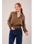 Mottisfashion Bel ve Bilek Lastikli Kahverengi Bluz 1
