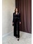 Mottisfashion Siyah Önü Tokalı Kadife Tulum 5