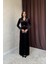 Mottisfashion Siyah Önü Tokalı Kadife Tulum 6