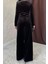 Mottisfashion Siyah Önü Tokalı Kadife Tulum 8