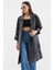 Mottisfashion 1034 Kuşaklı Suni Deri Trençkot - Siyah 5