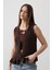 Mottisfashion Önü Bağlamalı Yelek - Kahve 3