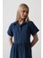 Mottisfashion Kısa Kol Düğmeli Elbise - Indigo 7