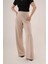 Mottisfashion Bol Paça Yandan Fermuarlı Krem Kumaş Pantolon 1