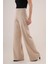 Mottisfashion Bol Paça Yandan Fermuarlı Krem Kumaş Pantolon 3