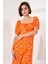 Mottisfashion 2387 Yırtmaç Detaylı Elbise - Turuncu 6