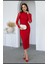 Mottisfashion Kadın Uzun Kol Tül Drapeli Midi Boy Elbise 1