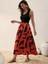 Mottisfashion Kadın Askılı Yuvarlak Yaka Üst Viskon Alt Desenli Uzun Süprem Elbise 2