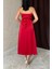 Mottisfashion Kırmızı Taş Askılı Prenses Elbise 4