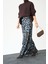 Mottisfashion Uzun Saten Etek - Siyah-Mavi 6