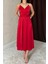 Mottisfashion Kırmızı Taş Askılı Prenses Elbise 7