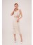 Mottisfashion Örme Detaylı Etek ve Bluz Krem Takım 5