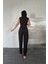 Mottisfashion Siyah Sıfır Kol Atlas Tulum 3