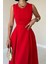 Mottisfashion Kırmızı Halter Yaka Kloş Elbise 3