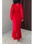 Mottisfashion Kırmızı Önü Büzgülü Şifon Elbise 4